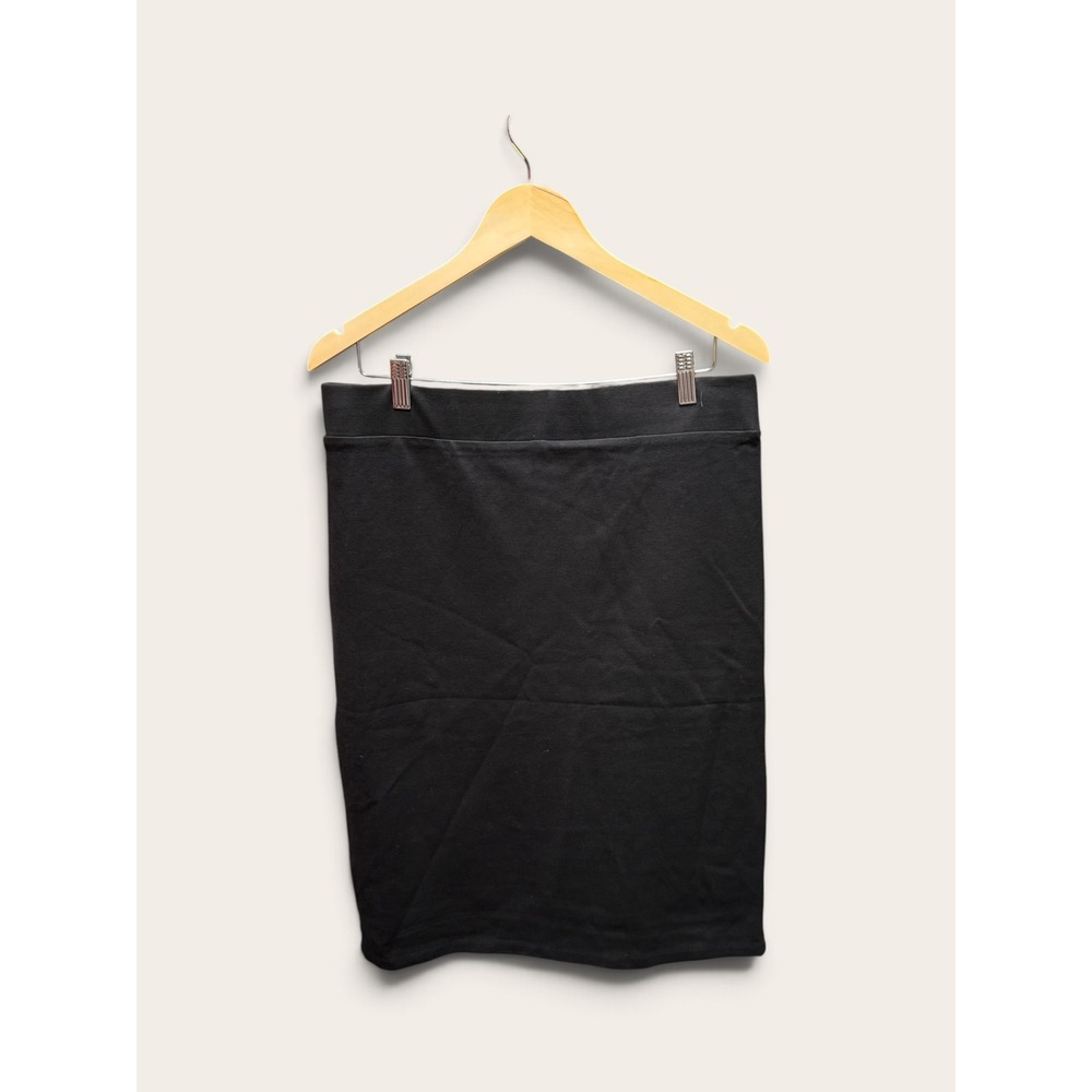 Zenana Black Pencil Skirt Womens 2X Midi Stretch Elastic Waist Minimalist Solid
